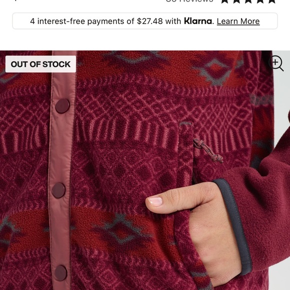 Women’s Burton hearth snap up fleece jacket - Picture 4 of 7